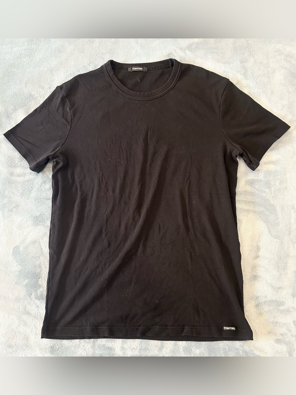 Tom Ford T-Shirt Mens Small Black Stretch Cotton Blend Slim Rib Fit Short Sleeve